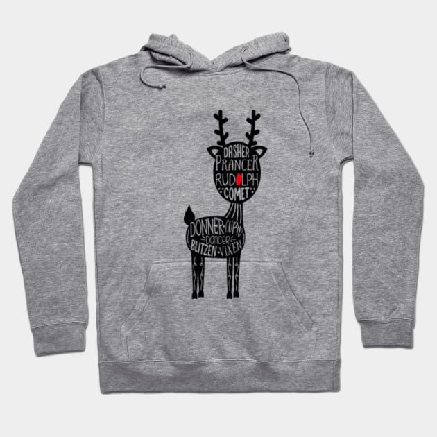 Christmas Reindeer Names Hoodie by ChangeRiver